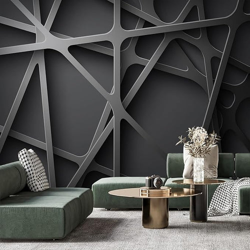 -3D Black Abstract Geometric Wallpaper Bedroom Living Room 140" x 91" (Not Peel and Stick)