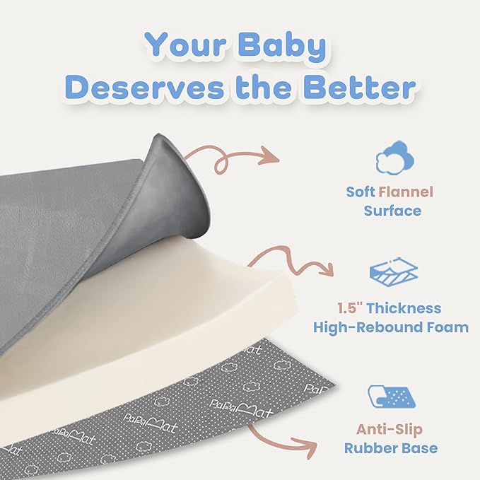 1.5" Thick Baby Play Mat for Floor, 39x59 Playpen Mat, Pro Soft Flannel Foam Mats Toddler Infant Kids Crawling for Nursery Rug Playroom Living Room Waterproof Easy Care Non-Slip (Dark Grey)