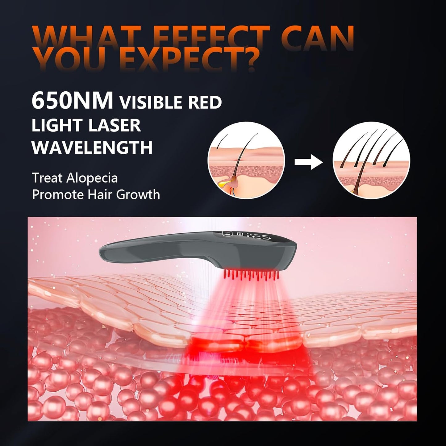Laser Therapy Hair Growth Comb, red light therapy for hair growth