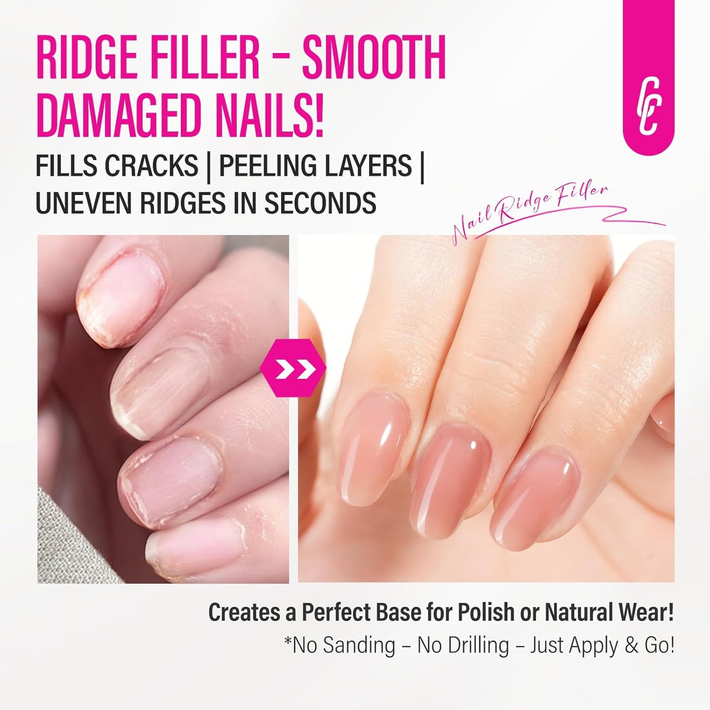 Nail Repair Strengthener for Women: 8 in 1 Coral Pink Protein Nail Hardener Extra Strong and Growth - Natural Nail Polish for Weak and Damaged Nails 15ml