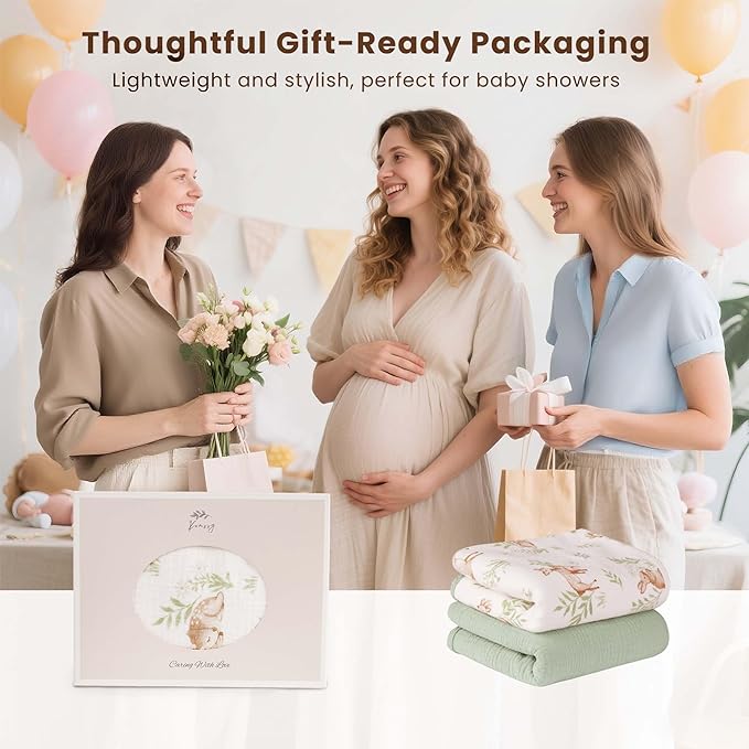 Konssy 2 Pack Waterproof Muslin Cotton Portable Changing Pad 30"x 17", Soft & Foldable Baby Changing Mat Travel Pad with Terry Backing, Shower Gift for Newborn Girls Boys (Woodland,Sage)