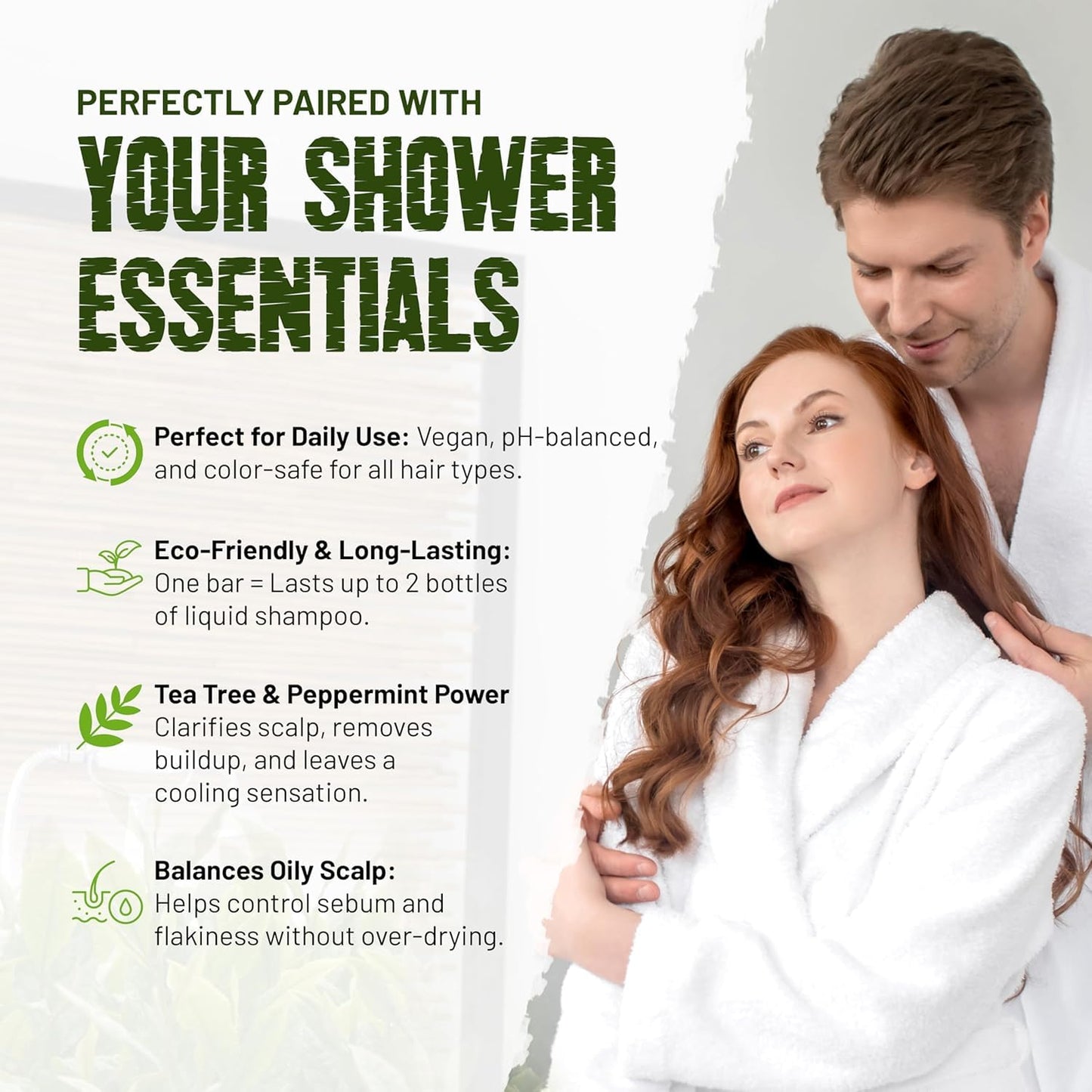 Herbishh Tea Tree & Mint Shampoo Bar – Tea Tree Oil Soap Bar for Oily Hair & Scalp Cleanse – Solid Travel Size Shampoo for Men & Women – Minty Deep Cleansing, 3.53 oz pk of 3