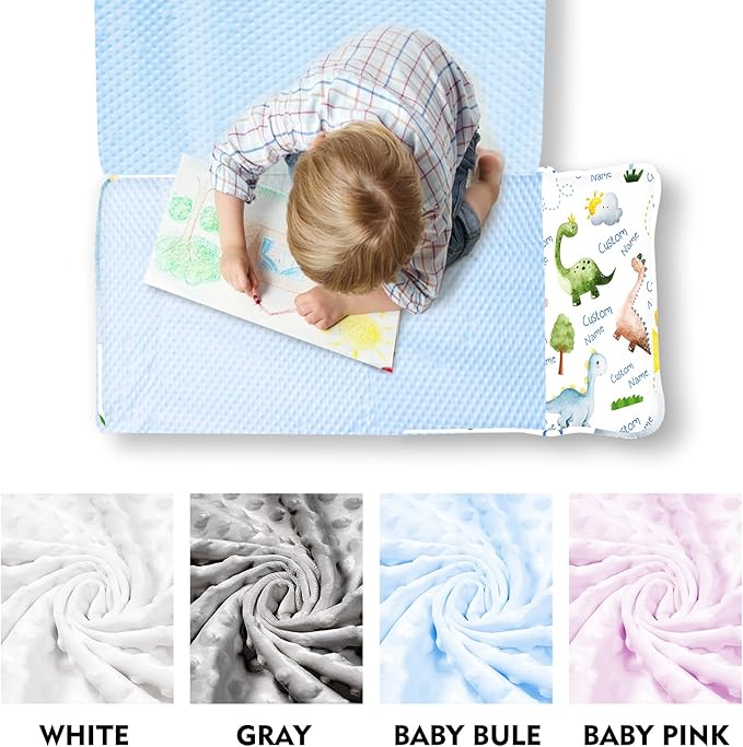 Personalized Toddler Nap Mats for Preschool, Custom Name Kids Sleeping Bag for Daycare, Roll Up Sleeping Mat with Removable Pillow and Soft Dot Minky Blanke for Boys Camping Travel