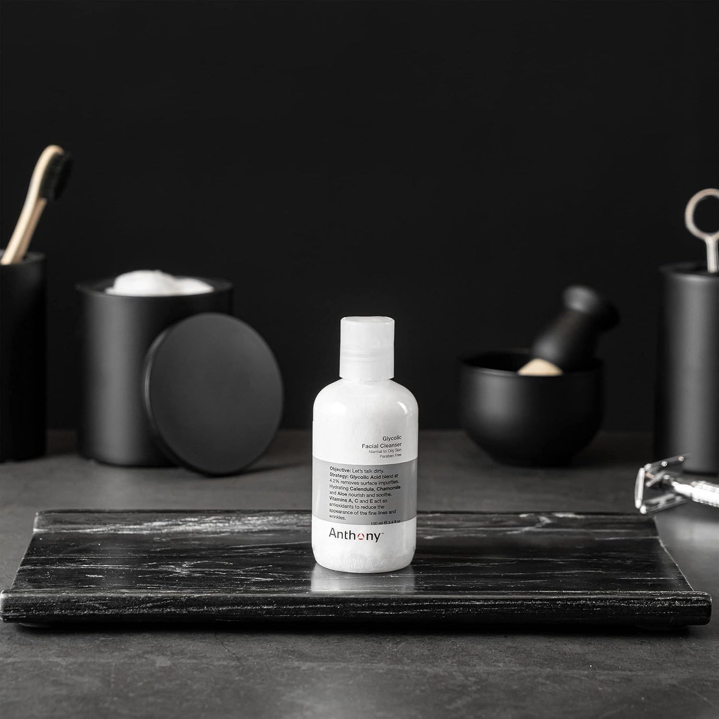 Anthony Glycolic Facial Cleanser for Men, Daily Exfoliating & Hydrating Face Wash, Shave Prep, Non-Foaming, Deep Cleansing, Gentle on Sensitive Skin, Removes Dirt & Oil, Smooths Texture, 3.4 Fl Oz