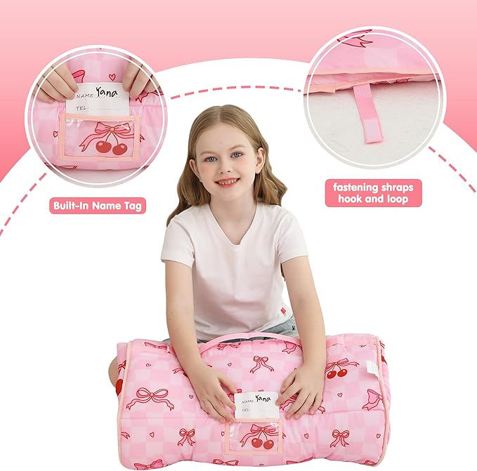 Viviland Toddler Kid Nap Mat for Preschool, Slumber Bag with Pillow and Blanket, Daycare Sleeping Bag Kindergarten Sleep Mat