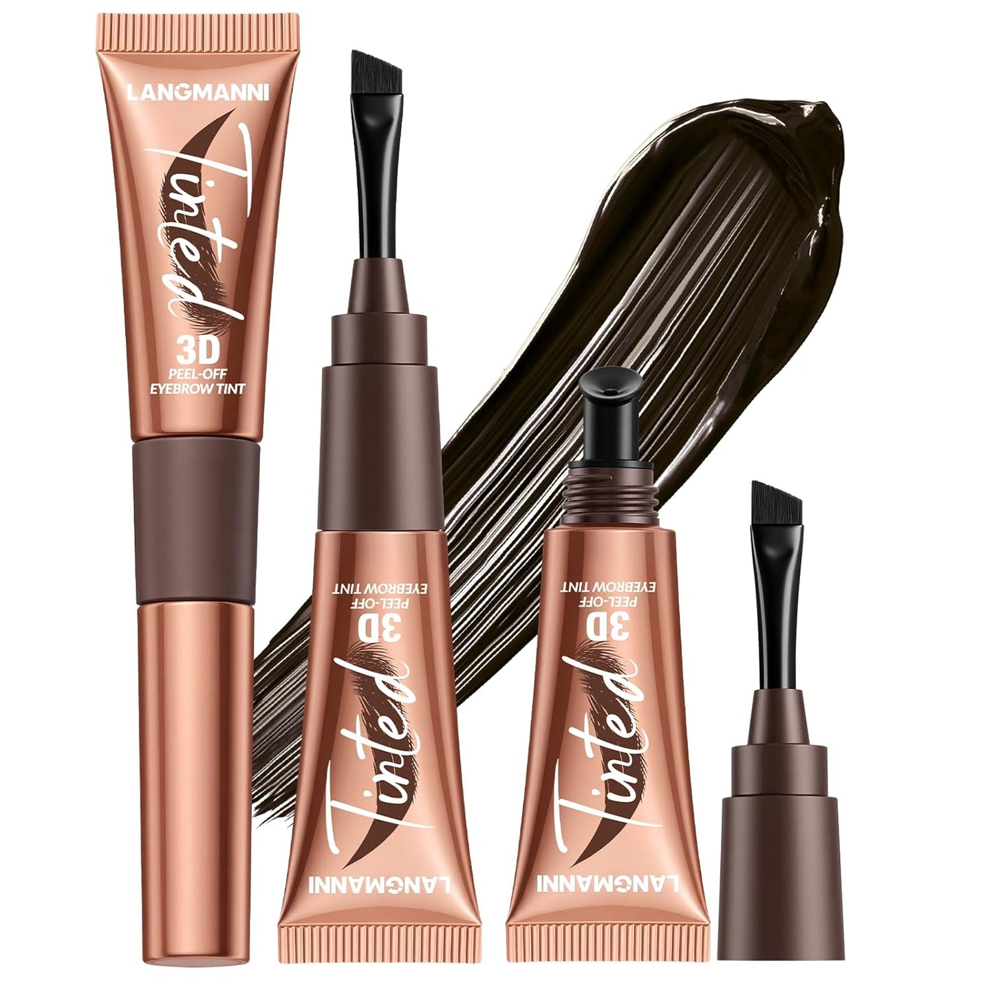 Tattoo Eyebrow Gel Peel Off Tattoo Eyebrow Gel Easy Peel Off,Waterproof Longlasting Peel Off Eye Brow,Tinted Glue,Up to 3 Days Brow Stain.Makeup Gift Set for Women