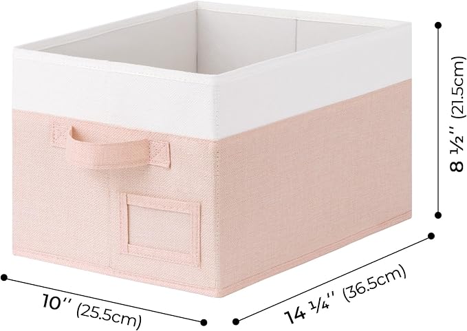 GRANNY SAYS Storage Baskets for Organizing, Fabric Storage Bins for Shelves, Closet Storage Boxs, Clothing Storage and Organization, Decorative Storage Bins, Pink&Ivory, Large, 3-Pack