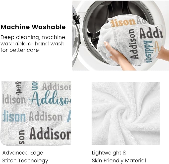 Dr.TOUGH Name Blanket Personalized Blanket for Adult Kids Flannel Customized Personalized Blankets and Throws