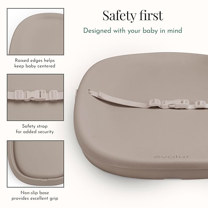 évolur Eva Baby Changing Pad, Soft, Lightweight and Portable Changing Pad, Fits All Changing Table, Waterproof Firm Padding - Oat