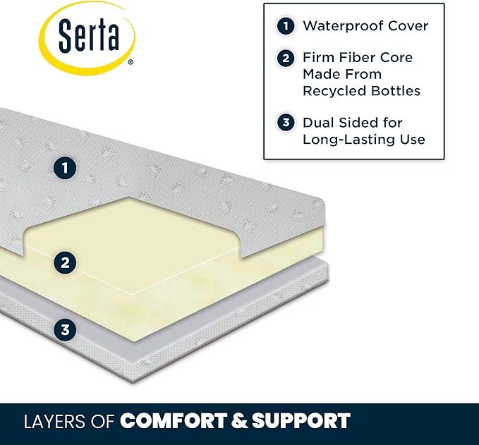 Delta Children Disney/Pixar Cars Wood Toddler Bed + Serta Perfect Slumber Dual Sided Recycled Fiber Core Crib and Toddler Mattress (Bundle)