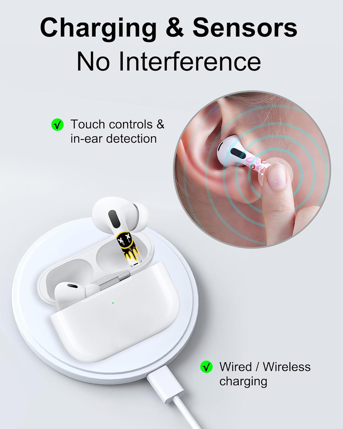 ROCKMAX AirPods Pro Skin Wrap, Customized AirPods Pro 2 Skin and Accessories for Women, Red Lip AirPods Sticker for Your Air Pods Decoration, with Installation Tool (HC 153)