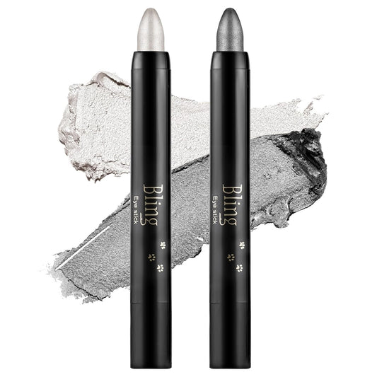 Boobeen Waterproof Eyeshadow Stick Shimmer Cream Eyeshadow Pen - Easy to Use Glitter Eye Makeup Kit (01# + 03#)