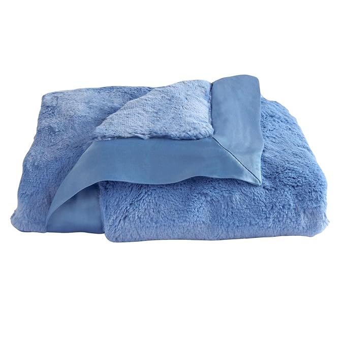 Little Giraffe Baby Blanket - Luxe Soft Blanket with Satin Trim - Baby Stroller Blanket - Newborn Baby Essentials & Baby Gifts - 29x35" - Cornflower