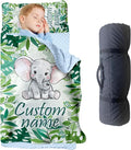 Personalized Toddler Nap Mats for Preschool, Custom Name Kids Sleeping Bag for Daycare, Roll Up Sleeping Mat with Removable Pillow and Soft Dot Minky Blanke for Boys Camping Travel