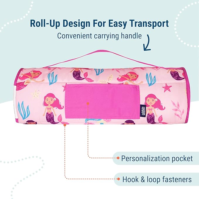 Wildkin 43-inch Kids Nap Mat – Soft Microfiber Toddler Sleeping Mat with Pillow