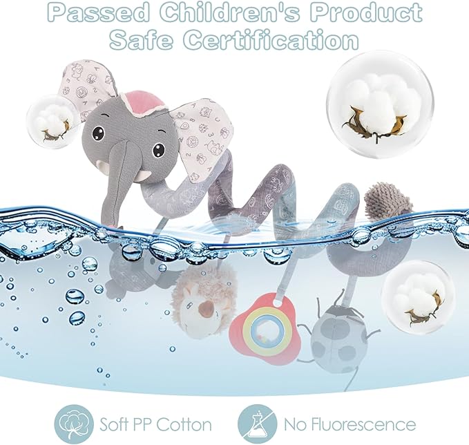 FATI Baby Stroller Toys, Car Seat Toys for 0-6 Months, Sensory Toys for Newborns 0-3 Months, Infants Toys for Baby Crib Carseat with Squeaker Teether Rattles for 0 3 6 9 12 Months Babies Ideal Gifts