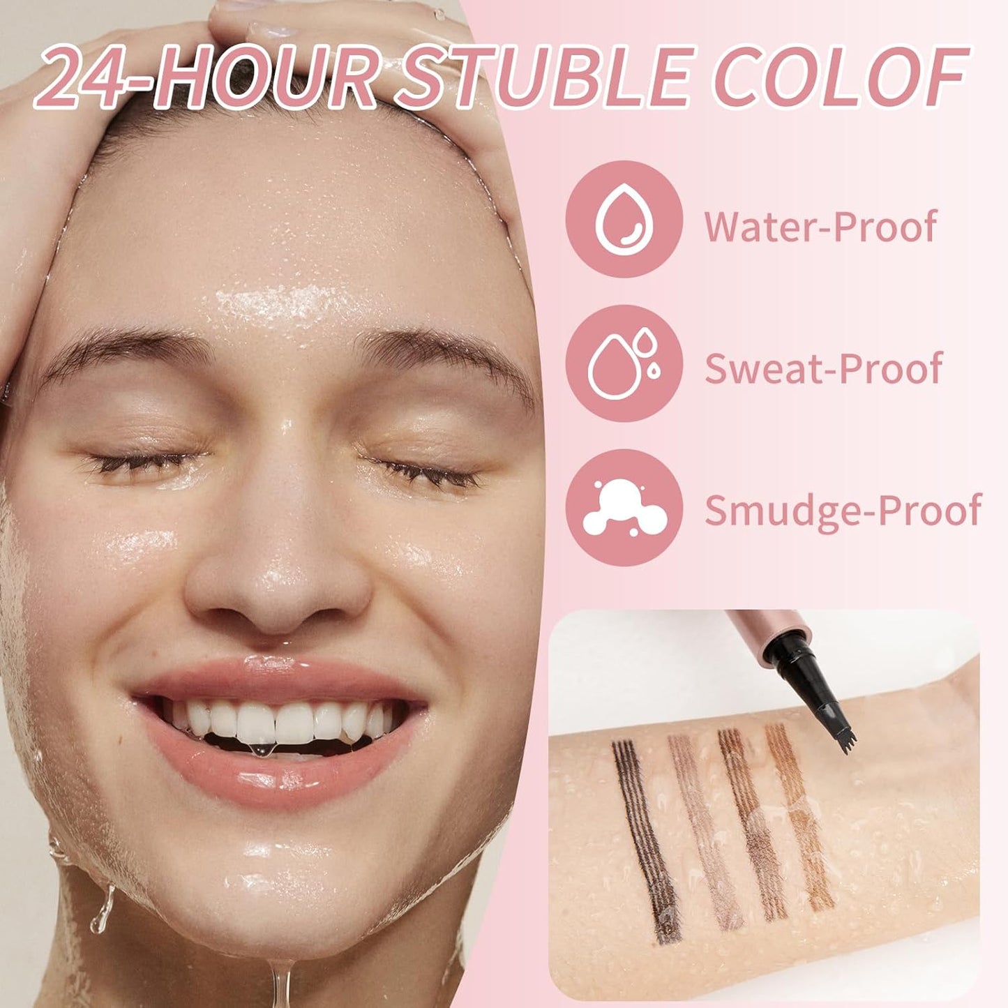 Eyebrow Pencils for Women - Microblading Eyebrow Pencil with Precise 4-Fork-Tip Waterproof Eyebrow Pen Smudge-Proof Eye Brow Pencils Create Natural Hair-Like Brows, Last All-Day, Black