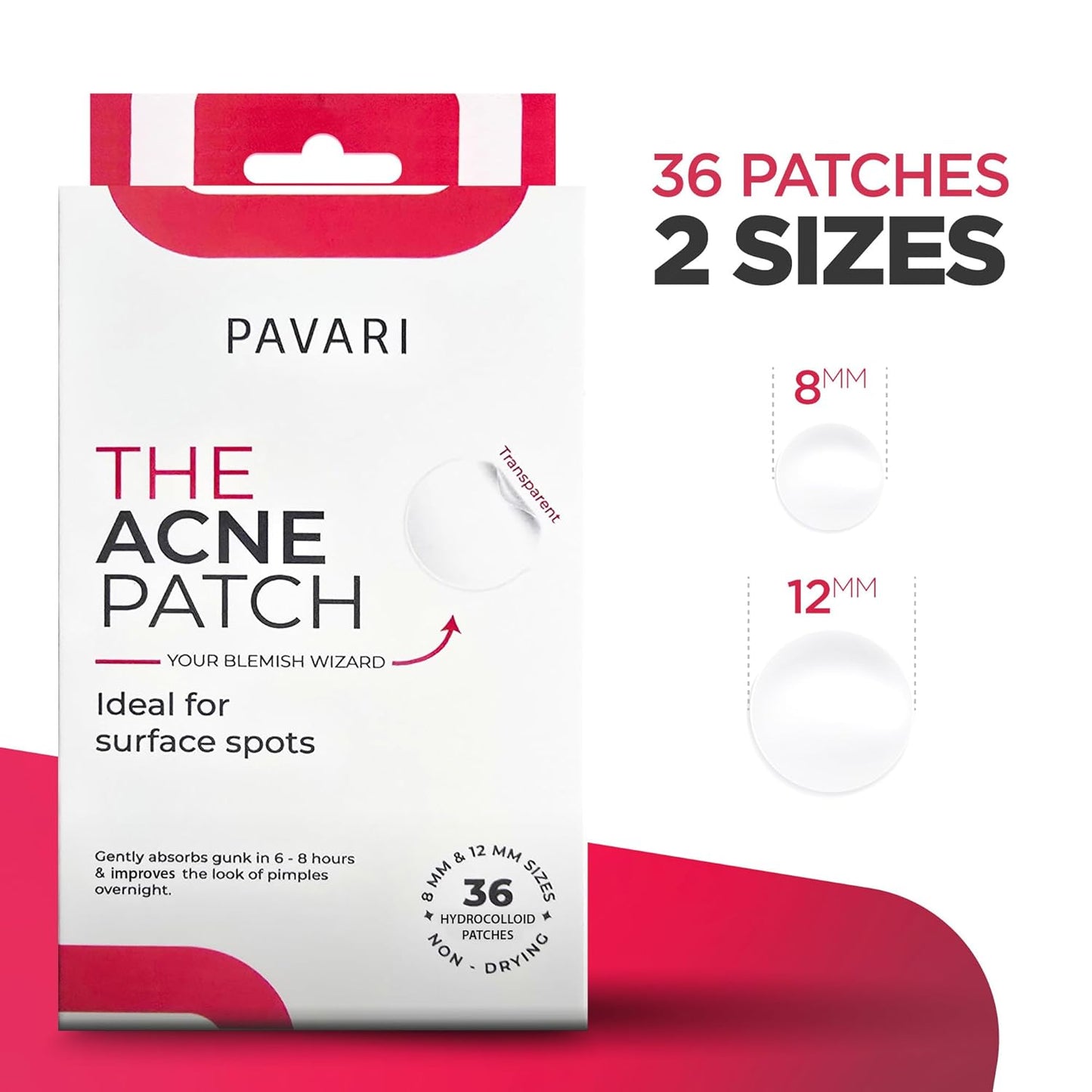 Pavari Acne Patches - Transparent Pimple Patch for Face |Treatment for Zits and Blemishes | Hydrocolloid Acne Patch | Breakout Spot Treatment | (36 Count)