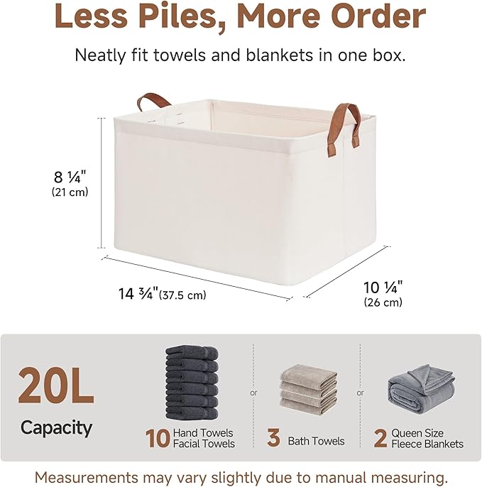 StorageWorks Closet Storage Bins, Storage Baskets for Shelves, Closet Organizers and Storage Bins with Metal Frame, Handles, Natural Color, 2-Pack