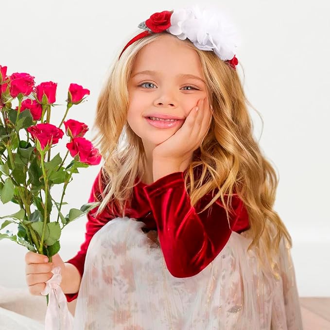 cherrboll 3pcs Baby Girl Headbands Flowers, Super Soft & Stretchy Nylon Floral Hairbands for Newborn Toddler