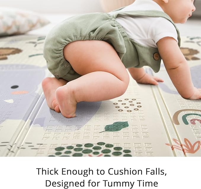 79x71 Extra Large Baby Play Mat for Floor, Foldable Foam Playmat for Babies 0-12 Months & Kids, Non-Toxic Waterproof Baby Mat for Floor, Thick Playpen Mat for Tummy Time Crawling