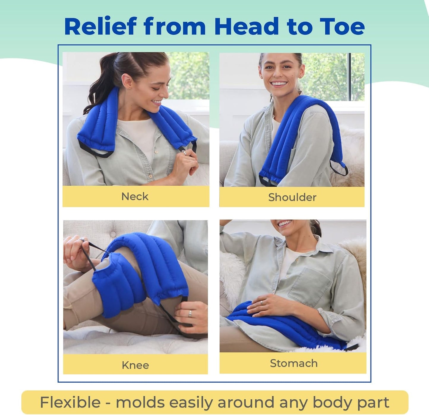 Microwavable Heating Pads for Lower Back, Neck, and Shoulder Pain Relief - Moist Microwave Heating Pad for Muscles and Joints - Microwave Hot Pack Heat Pad for Cramps -3 Heat Pack Blue-Lavender Scent