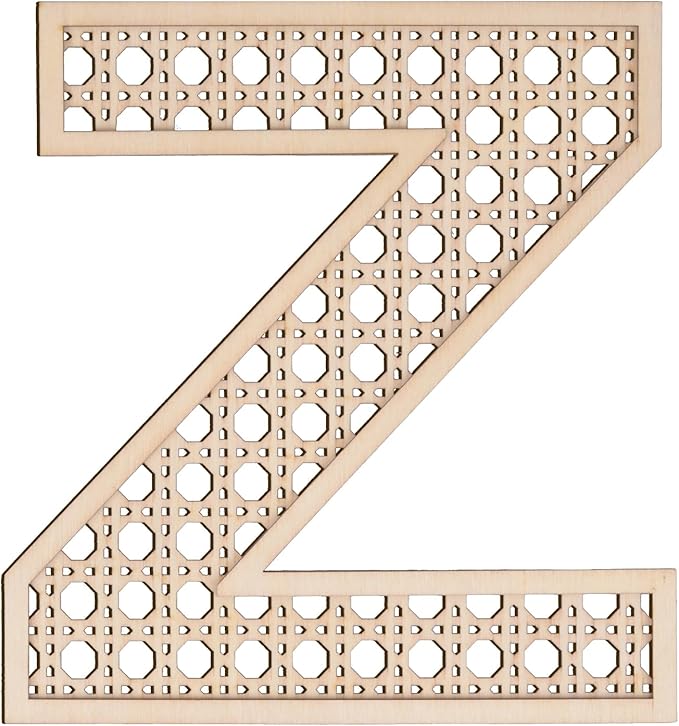 Large Boho Wooden Rattan Letters 12 inch for Nursery Decor Wood Letter Z Wall Decors for Baby Girl Boy Bedroom Home Rustic Name Sign Birthday Wedding Decorative Letters