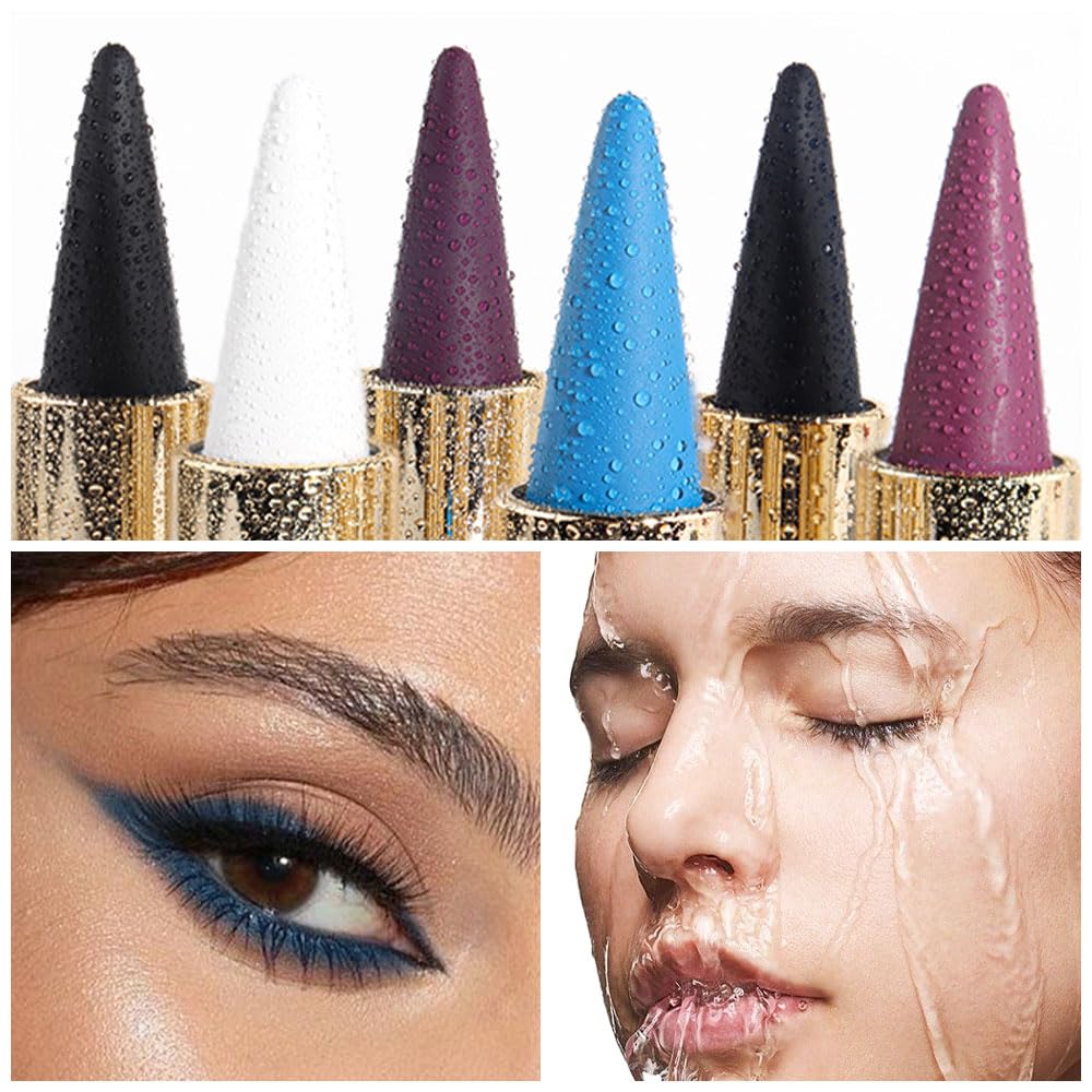 Kaely Dark Blue Gel Eyeliner Pencil,Waterproof Smudge Proof Eye Liner Pen,Cat Eye Goth Halloween Makeup,Eye Black Face Paint Lipstick Crayon,Color Colorful Eyeliner Eyeshadow Stick,07