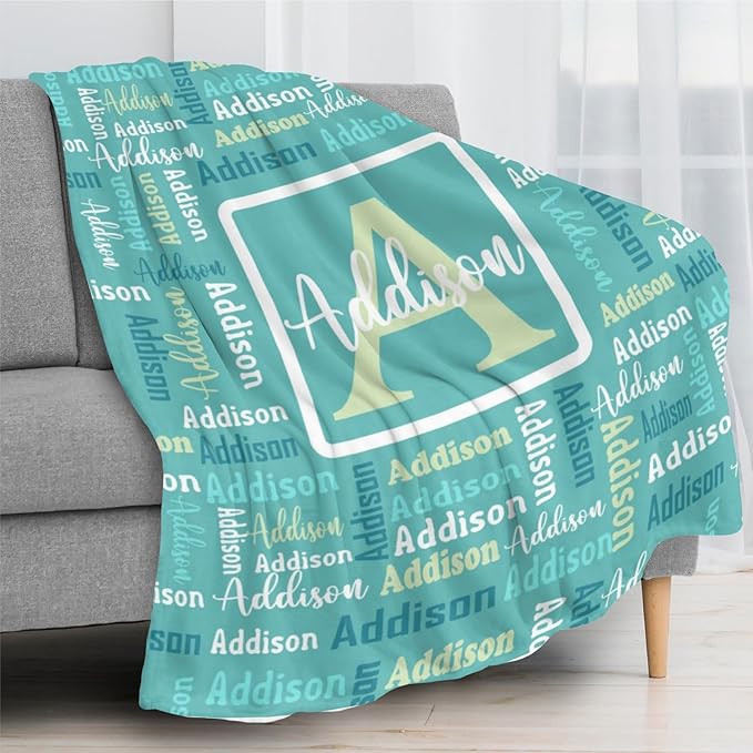 Dr.TOUGH Name Blanket Personalized Blanket for Adult Kids Flannel Customized Personalized Blankets and Throws