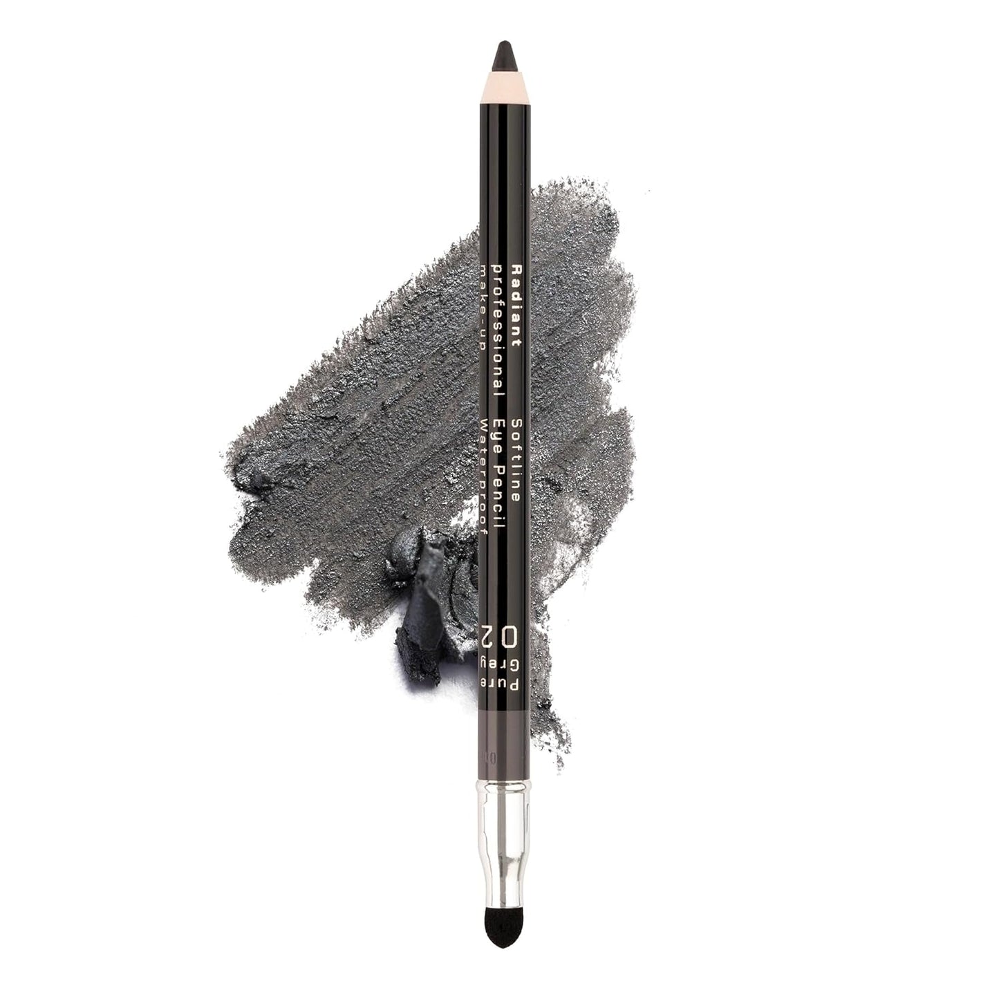 Radiant Professional Waterproof Eyeliner Pencil - Eyeliner Waterproof Smudge Proof for Woman - Long Lasting Under Eye Pencil for Smoky Eye - Soft Waterline Eye liner Smudger Tool, Pure Grey (02)