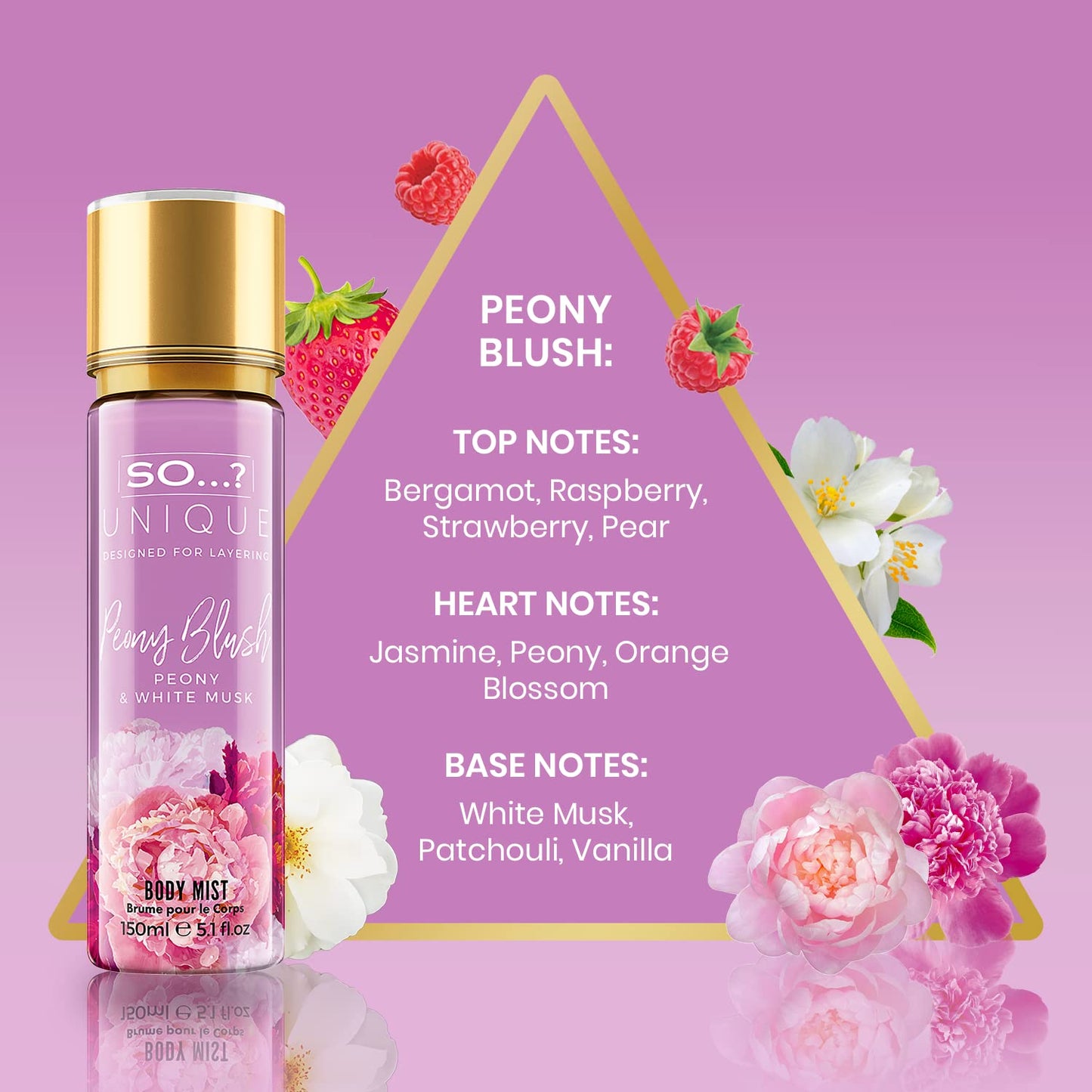 So…? Unique Peony Blush Body Mist - Floral, Fruity Vanilla Perfume with Bergamot and Pear Notes - Perfume for Women - Body Spray for Women - 5.1 oz
