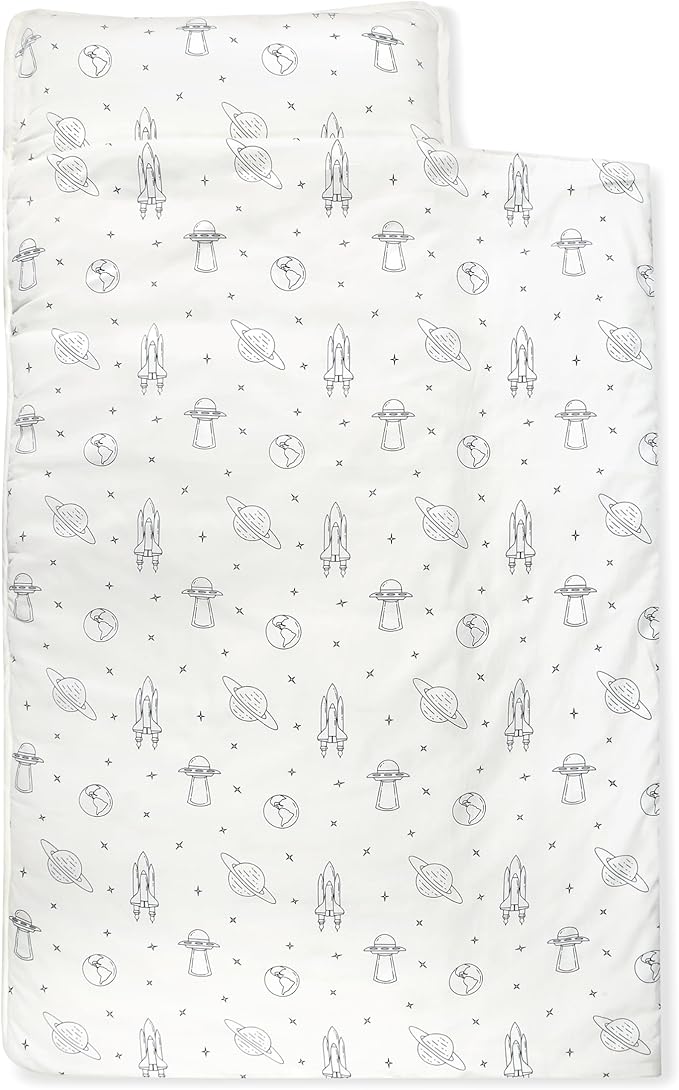 Makemake Organics GOTS Certified Organic Cotton Nap Mat with Detachable Pillow for Kids Soft Sleeping Bag for Toddlers, Boys, Girls - Ideal for Daycare, Preschool, Kindergarten