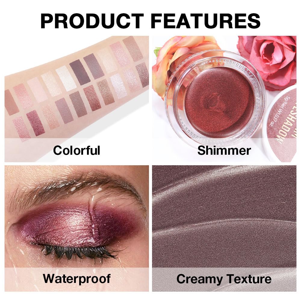 Cream Glitter Taupe Shimmer Metallic Eyeshadow Palette Makeup, Natural Single Mini Instant Holographic Eyeshadow For Women, Sombras Crema Para Ojos, Talc, Paraben & Cruelty Free, R04