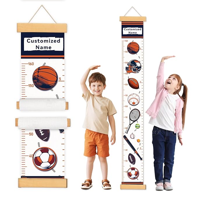 Personalized Growth Chart for Kids, Wood Growth Chart for Kids Room Decor, Toddler Room Decor, Nursery Decor, Playroom Decor (Balls)