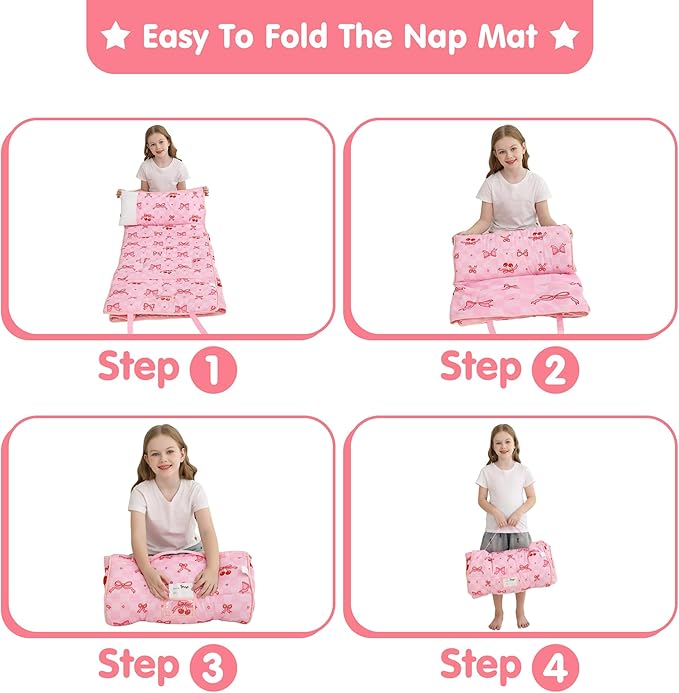 Viviland Toddler Kid Nap Mat for Preschool, Slumber Bag with Pillow and Blanket, Daycare Sleeping Bag Kindergarten Sleep Mat