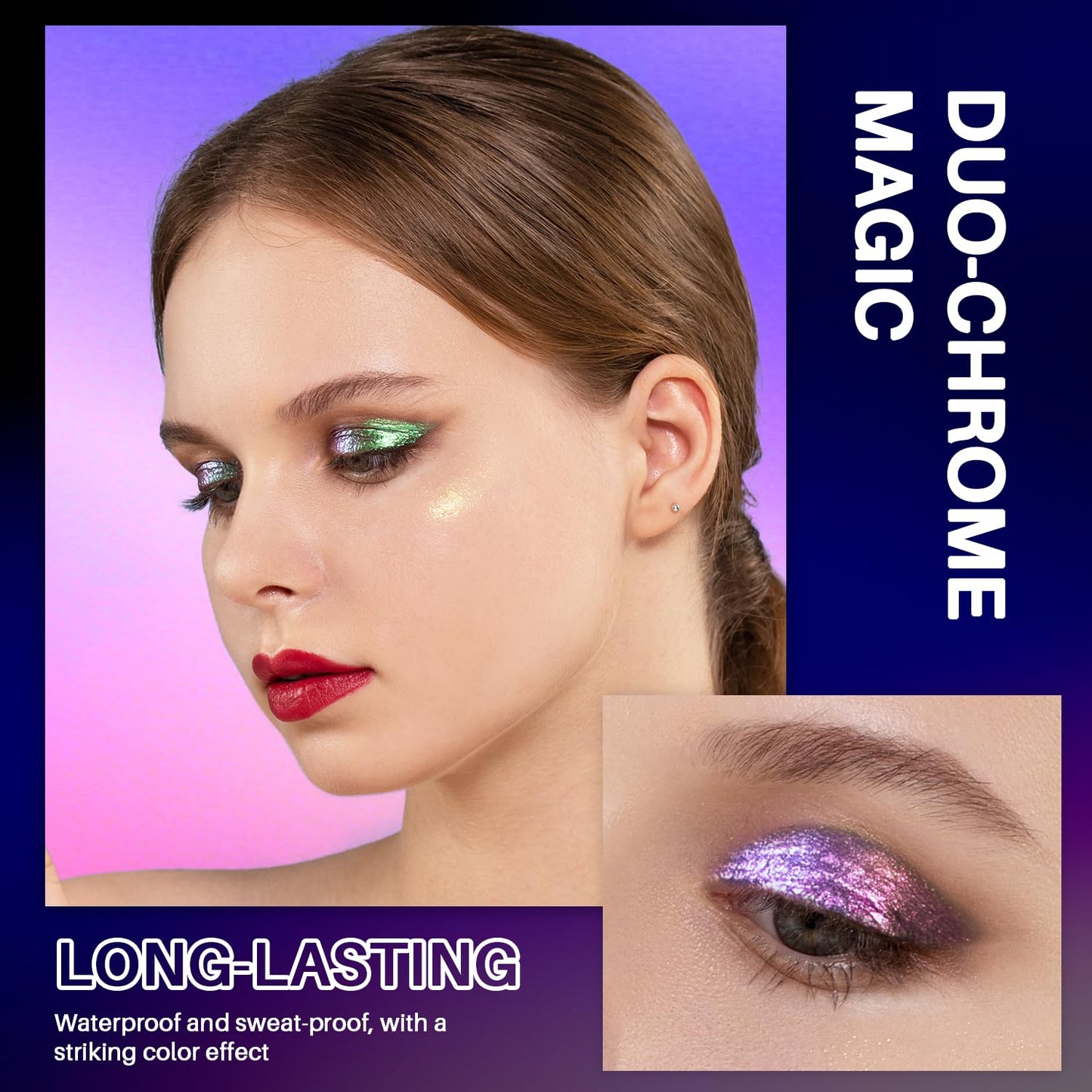CHARMACY Liquid Duochrome Eyeshadow, Multi-Dimensional Eye Looks, Long Lasting Glitter Eye Shadow Sets Metallic Pigments, Quick Drying, Sparkling Shiny Eye Makeup for Beginners, 1.6g (#15)