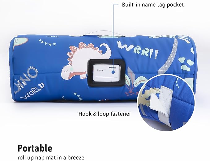 MORAIS Toddler Nap Mat with Pillow and Blanket, 52" x 20" Lightweight and Soft Nap Mat for Preschool, Daycare, Travel Sleeping Bags