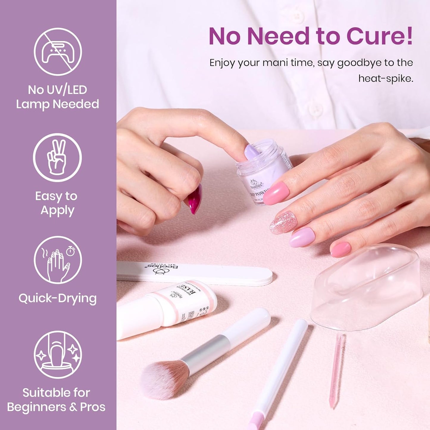 Beetles Dip Powder Nail Kit Starter, 20 Colors Nude Pink Blue Glitter Dipping Powder Set with Base Top Coat Activator for Nail Art Manicure Modern Muse Collection