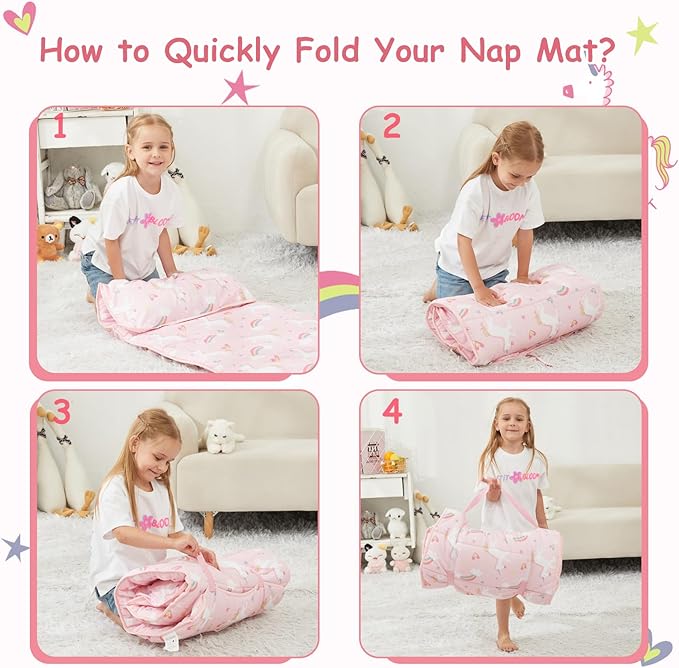 softan Toddler Nap Mat with Pillow and Blanket, Extra Large Rolled Napping Mats,Slumber Bags for Boys Girls,Easy to Roll up,Kids Sleeping Bag for Daycare, Preschool Travel Camping