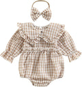 2pcs Infant Baby Girls Romper Dress Headband Long Sleeve Clothing Flowers Newborn Boho Girl Outfit Jumpsuit Clothes