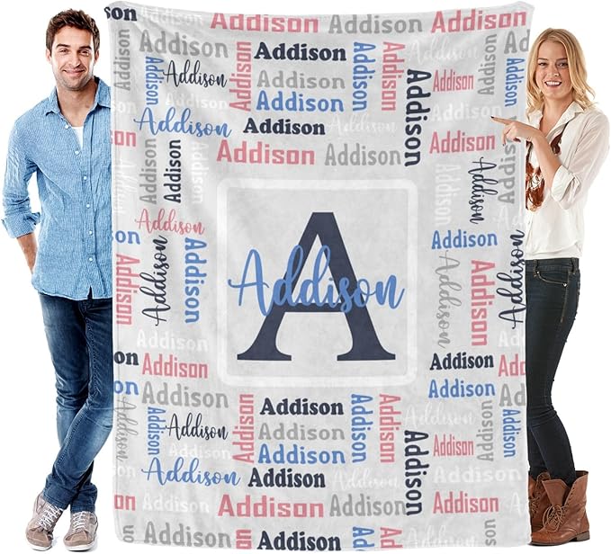 Dr.TOUGH Name Blanket Personalized Blanket for Adult Kids Flannel Customized Personalized Blankets and Throws
