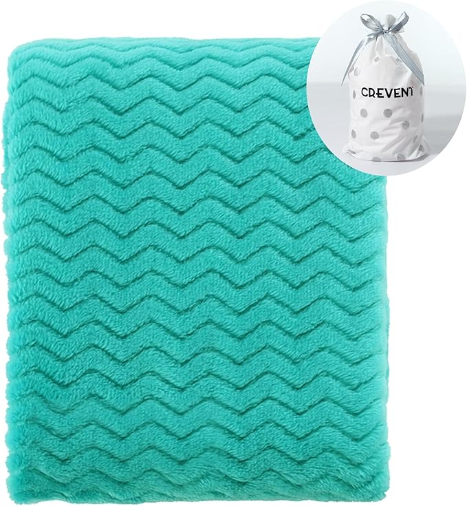 CREVENT 30''X40'' Soft Cozy Warm Baby Blankets for Boys Girls Solid Color - All Season Use - Newborn Essentials (Wave Teal Blue)