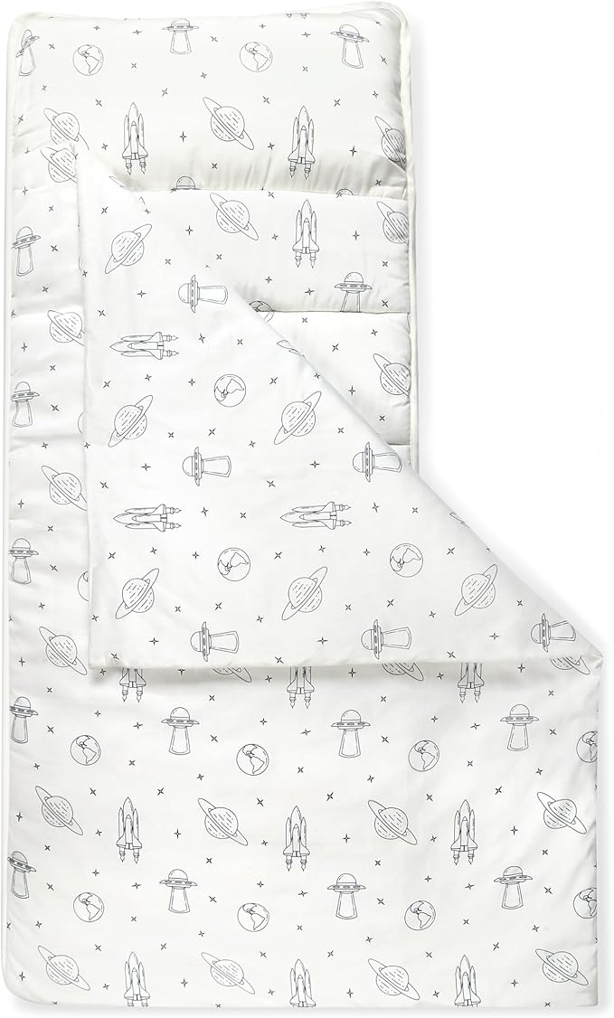 Makemake Organics GOTS Certified Organic Cotton Nap Mat with Detachable Pillow for Kids Soft Sleeping Bag for Toddlers, Boys, Girls - Ideal for Daycare, Preschool, Kindergarten