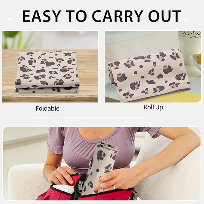 Vegan Leather Baby Changing Mat - Wipeable Portable Changing Pad, Foldable Travel Changing Mat for Baby, Newborns Toddlers Shower Gifts (Leopard Print,20"*28")