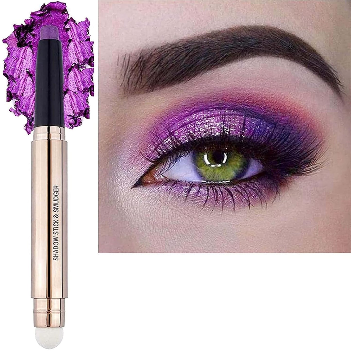 Purple Eyeshadow Stick For Eye Makeup, Cream Shimmer Smooth Glitter Dark Light Matte Single Crayon Primer Eyeshadow Pencil, Hypoallergenic Natural Waterproof Long Lasting Eye Shadow Eyes Look