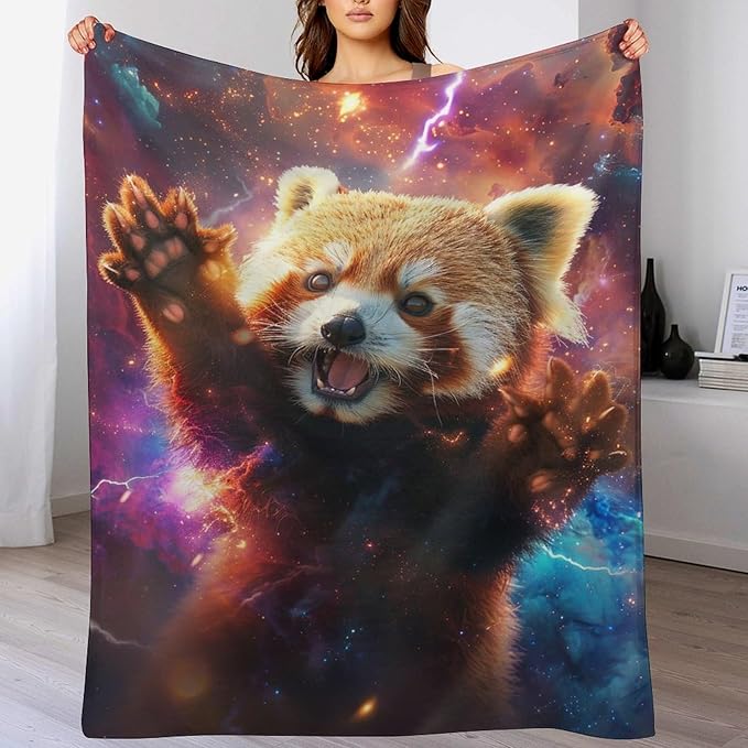 Lesser Panda Blanket Funny Red Panda Gifts for Girls Boys Woman Kids Galaxy Animal Lover Throw Blankets Soft Blanket Warm Fleece Flannel Plush Blankets for Bed Sofa Couch 60"x80"