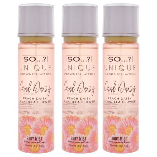 So...? Unique Body Mist - Coral Daisy for Women - 5.1 oz Body Mist - Pack of 3