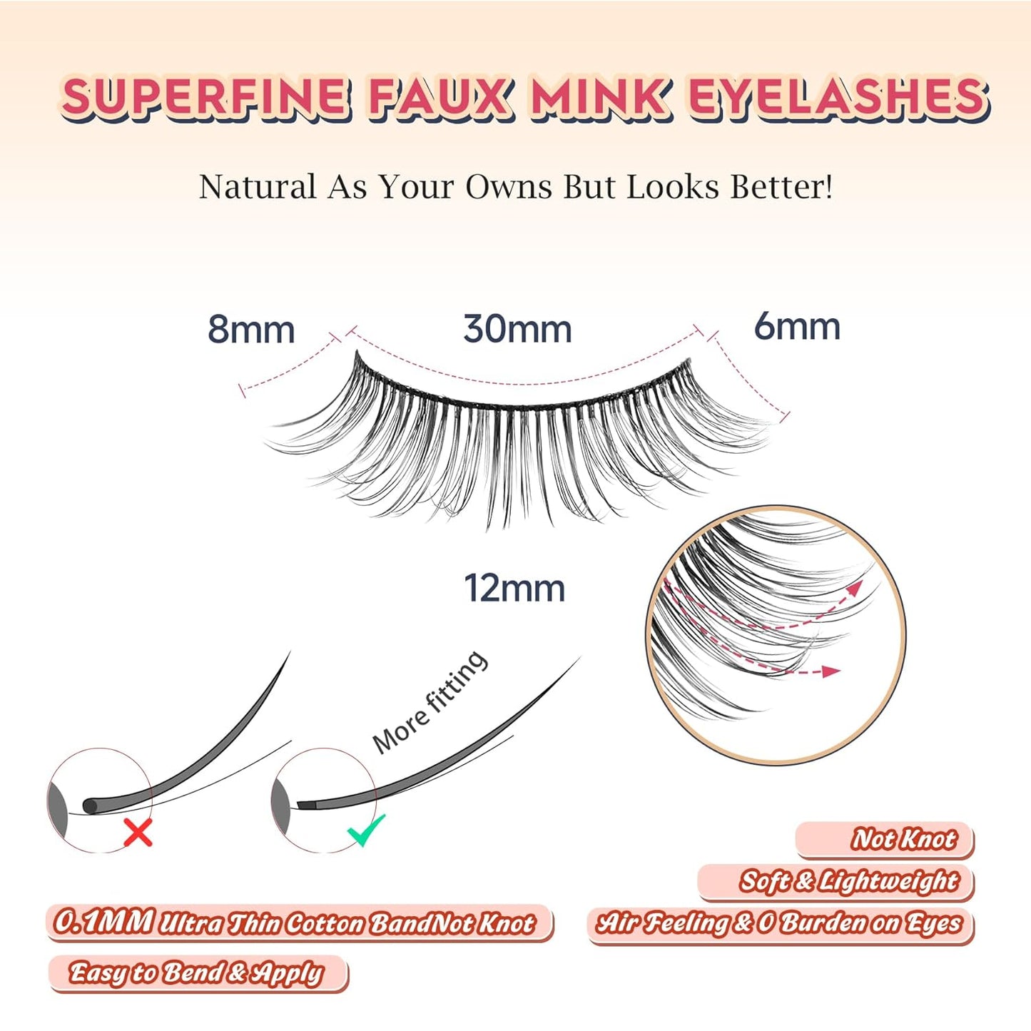 Natural Lashes Anime Eyelashes Wispy 12MM Strip Lashes Thin Band Manhua Eyelashes 3D Volume False Eyelashes 7 Pair Mink Lashes Korean Eye Lashes Pack Siligli