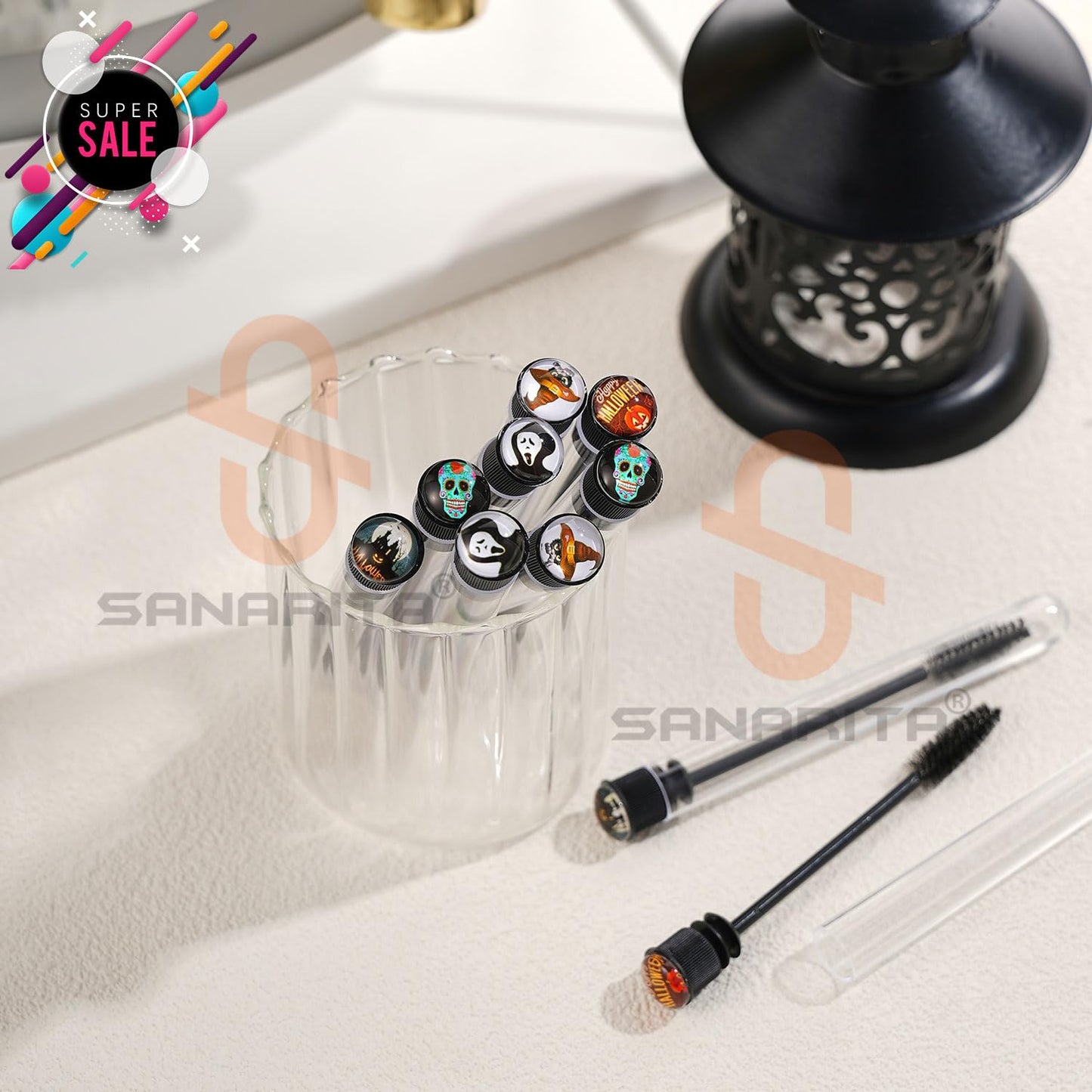 20 Pcs Disposable Mascara Wands Set,Include 10Pcs Crystal Lash Spoolies Brush and 10 Pcs Reusable Empty Eyelash Brush Tubes Halloween Party Decration