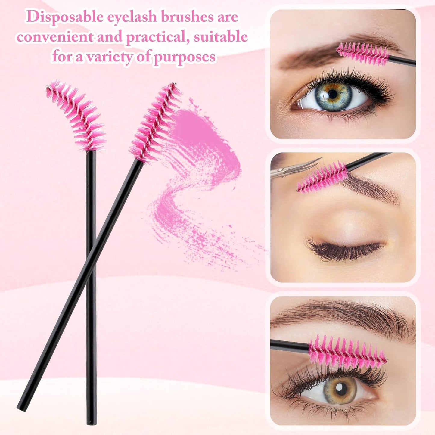 Skylety 1000 Pcs Disposable Mascara Wands Bulk Mascara Eyelash Brush Spoolies Makeup Applicator Eyelash Wands for Eye Lash Extension, Eyebrow Comb, 3.9 x 0.2 x 0.3 Inch (Rose Red,Classic)